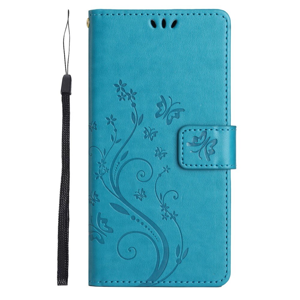 Funda de Cuero con Mariposas Xiaomi Redmi 14C, Azul