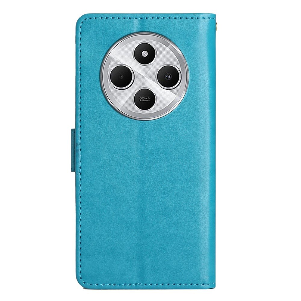 Funda de Cuero con Mariposas Xiaomi Redmi 14C, Azul