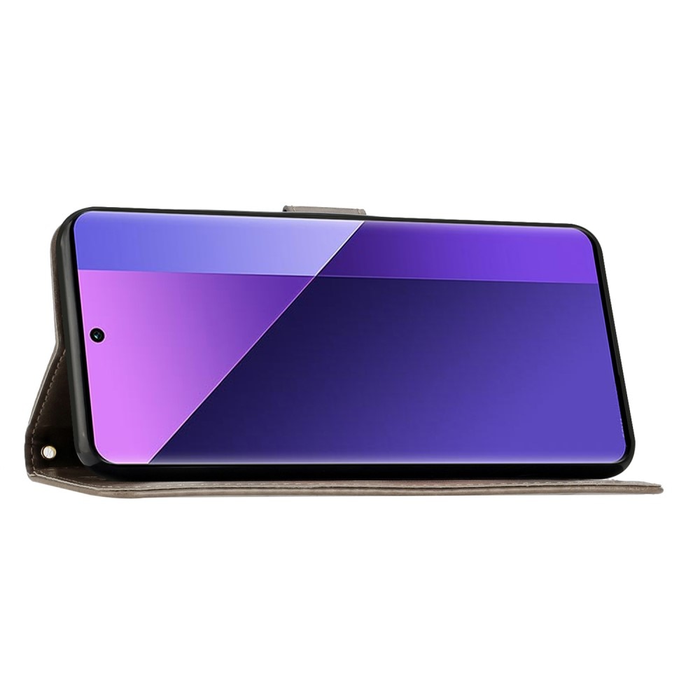 Funda de Cuero con Mariposas Xiaomi Redmi 14C, Gris