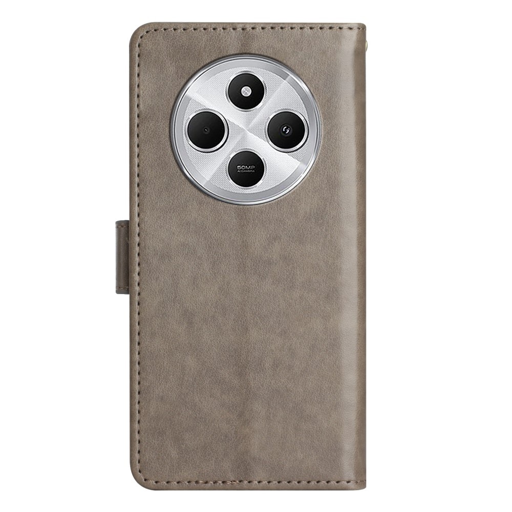 Funda de Cuero con Mariposas Xiaomi Redmi 14C, Gris