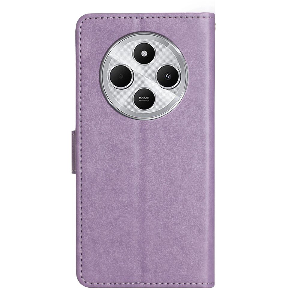 Funda de Cuero con Mariposas Xiaomi Redmi 14C, Púrpura