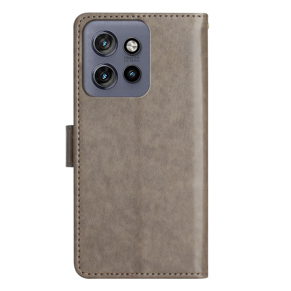 Funda de Cuero con Mariposas Motorola ThinkPhone 25, Gris
