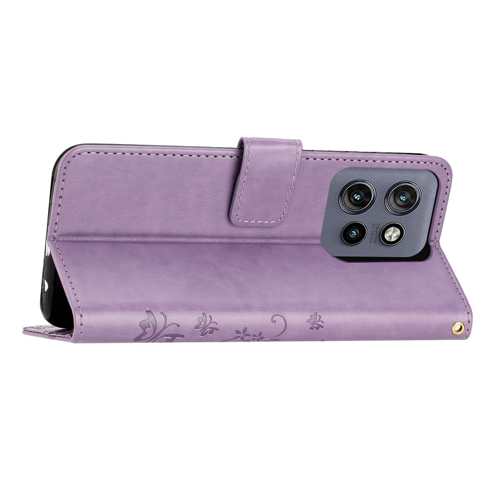 Funda de Cuero con Mariposas Motorola ThinkPhone 25, Púrpura