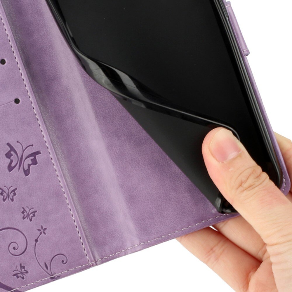 Funda de Cuero con Mariposas Motorola ThinkPhone 25, Púrpura