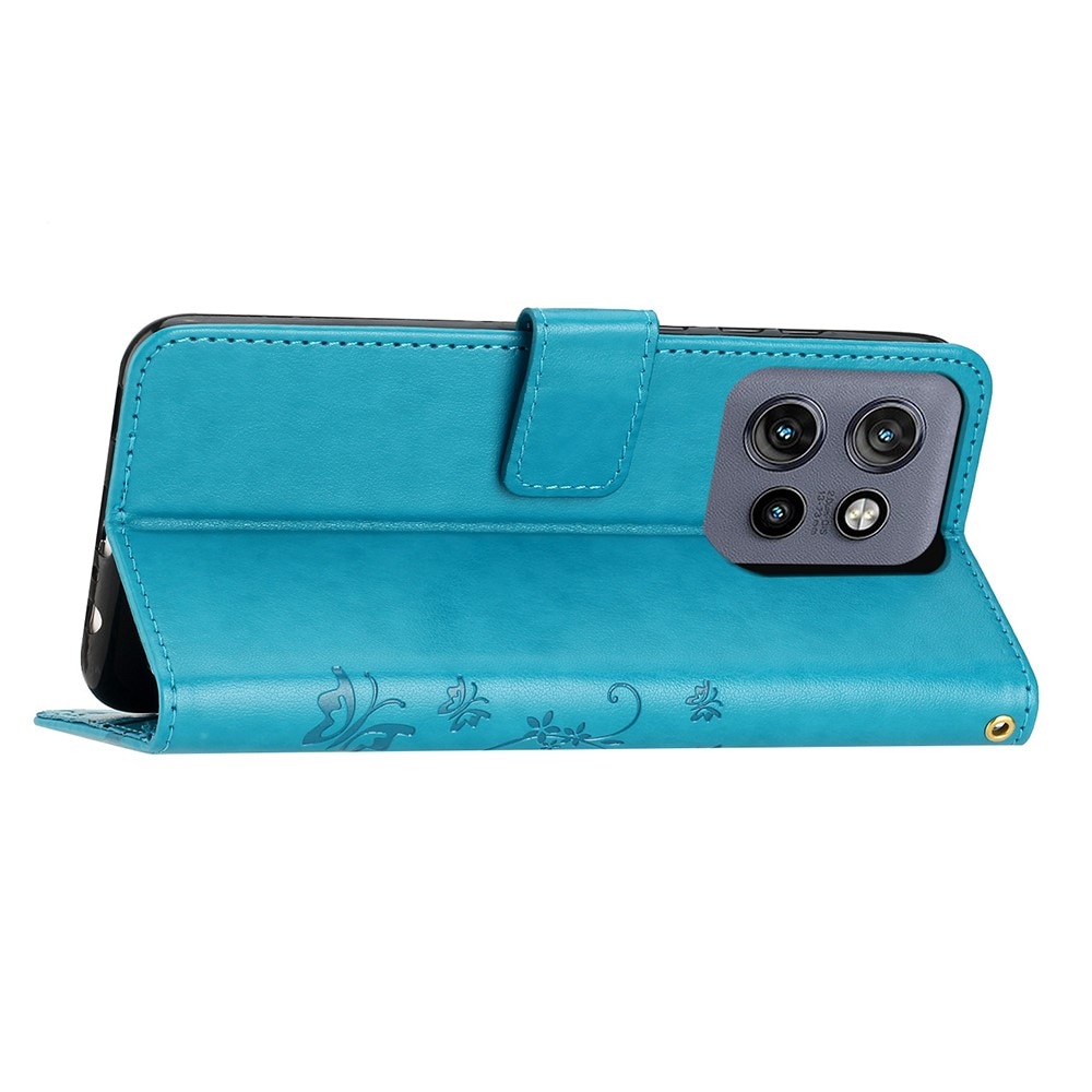 Funda de Cuero con Mariposas Motorola ThinkPhone 25, Azul