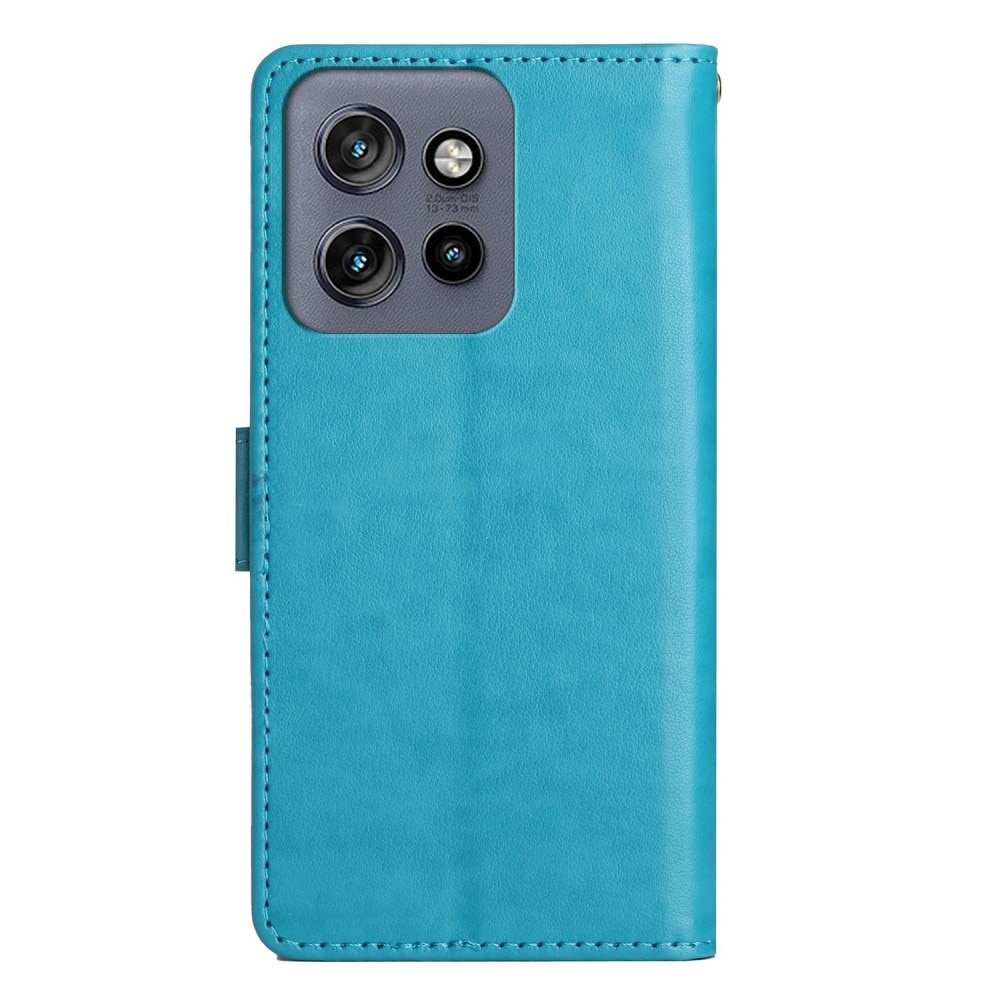 Funda de Cuero con Mariposas Motorola ThinkPhone 25, Azul