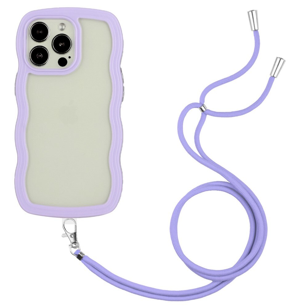 Funda con correa colgante Wavy Edge iPhone 14 Pro violeta