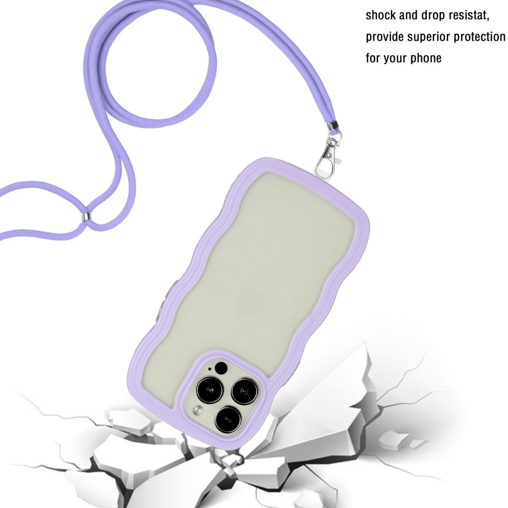 Funda con correa colgante Wavy Edge iPhone 14 Pro violeta