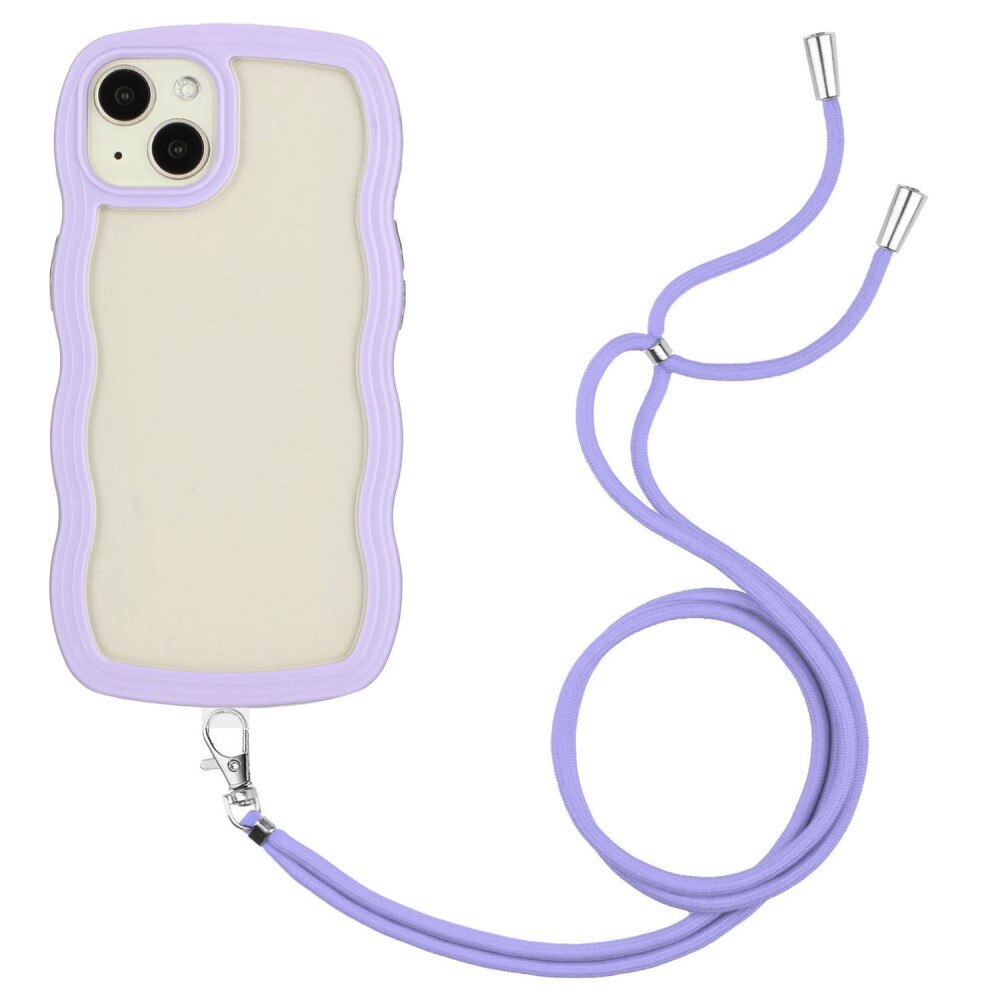 Funda con correa colgante Wavy Edge iPhone 14 violeta