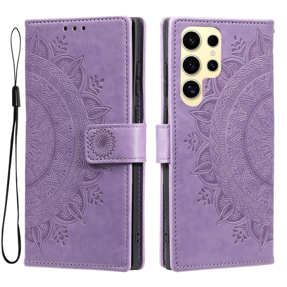 Funda de Cuero Mandala Samsung Galaxy S25 Ultra violeta
