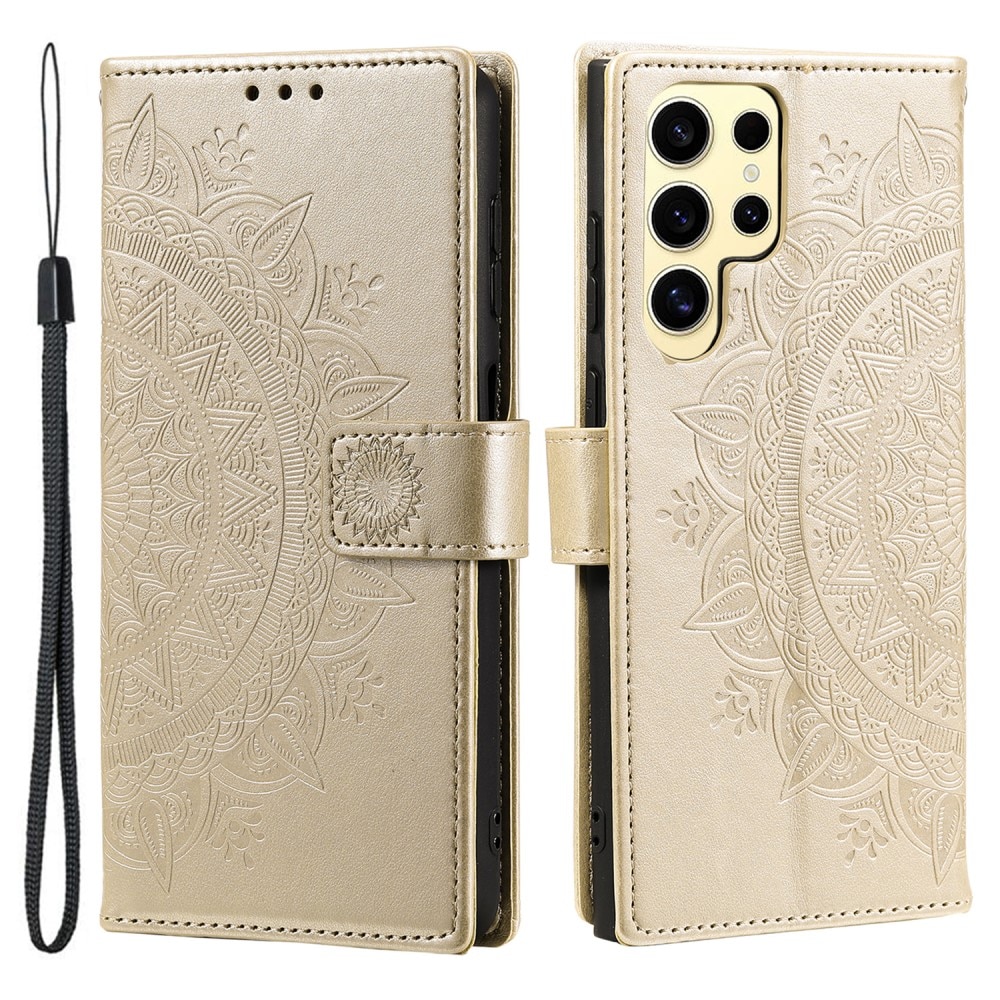 Funda de Cuero Mandala Samsung Galaxy S25 Ultra oro