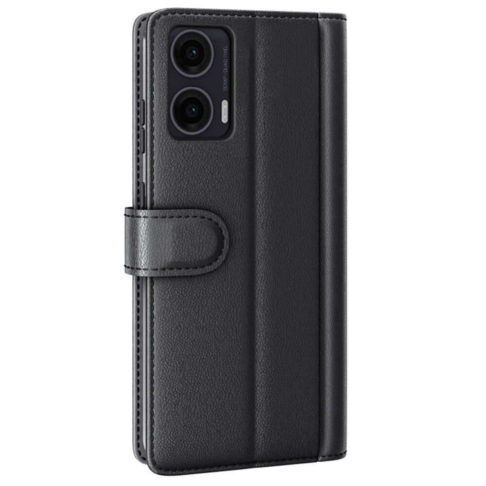 Funda de cuero genuino Motorola Moto G35, Negro