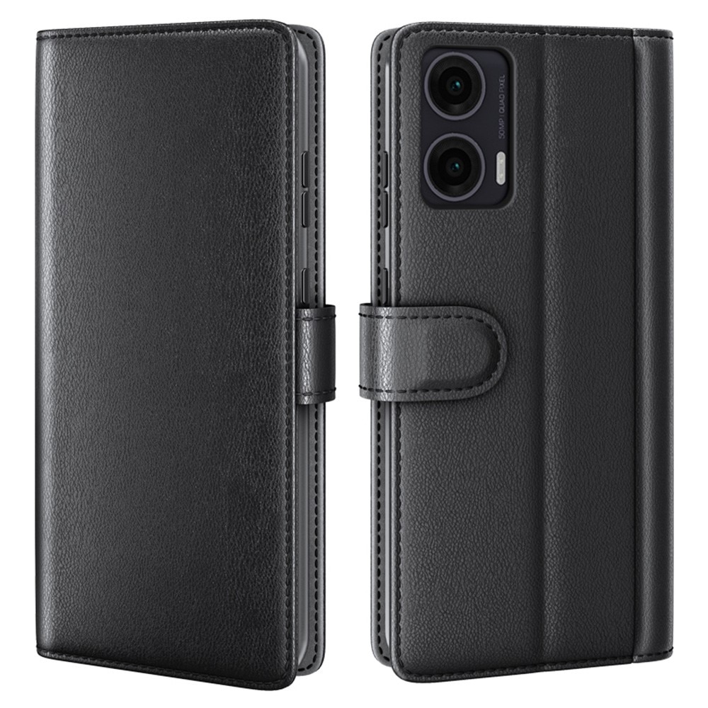 Funda de cuero genuino Motorola Moto G35, Negro