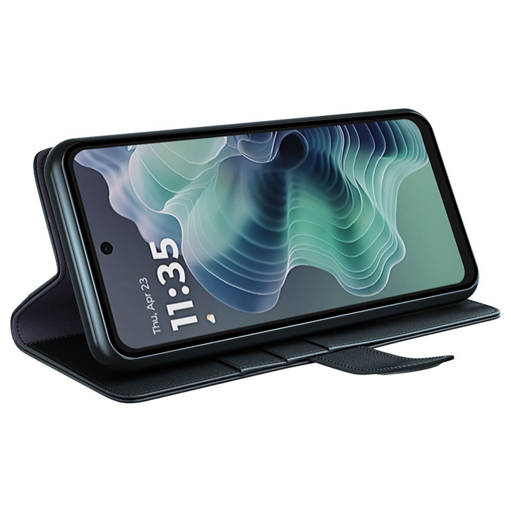 Funda de cuero genuino Motorola Moto G35, Negro
