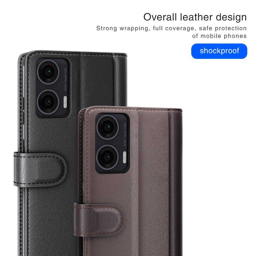 Funda de cuero genuino Motorola Moto G35, Negro