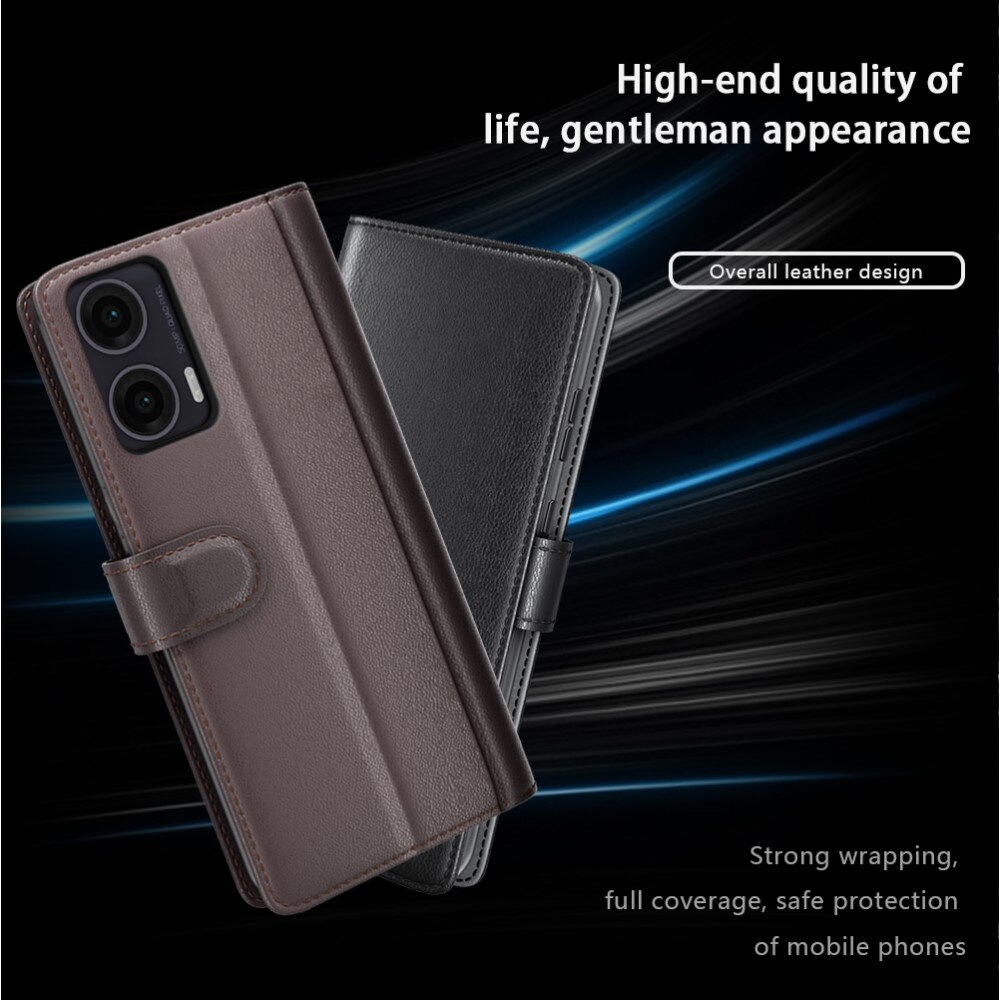 Funda de cuero genuino Motorola Moto G35, Negro