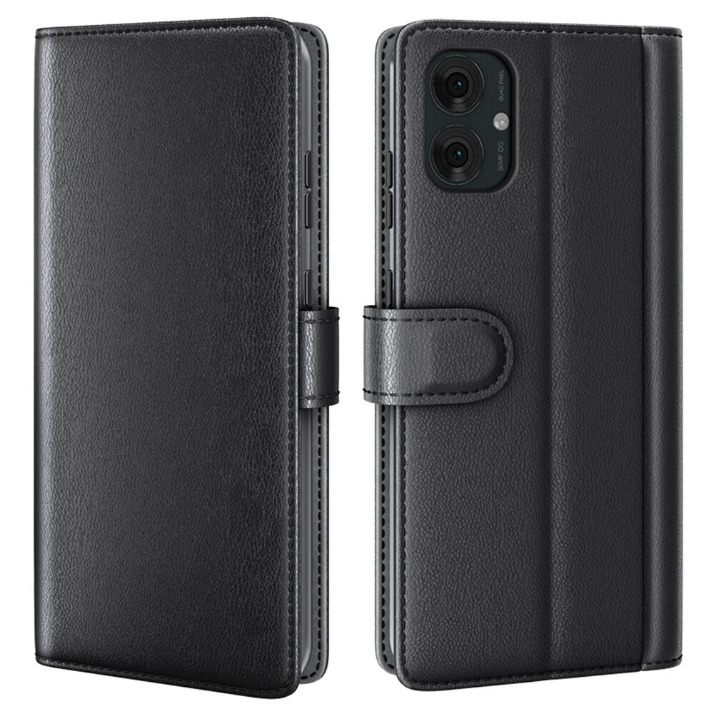 Funda de cuero genuino Motorola Moto G55, Negro
