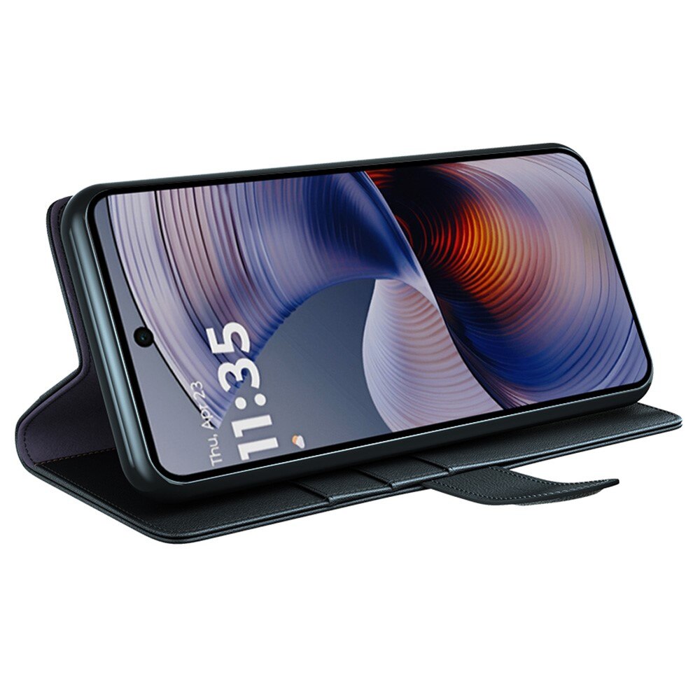 Funda de cuero genuino Motorola Moto G55, Negro