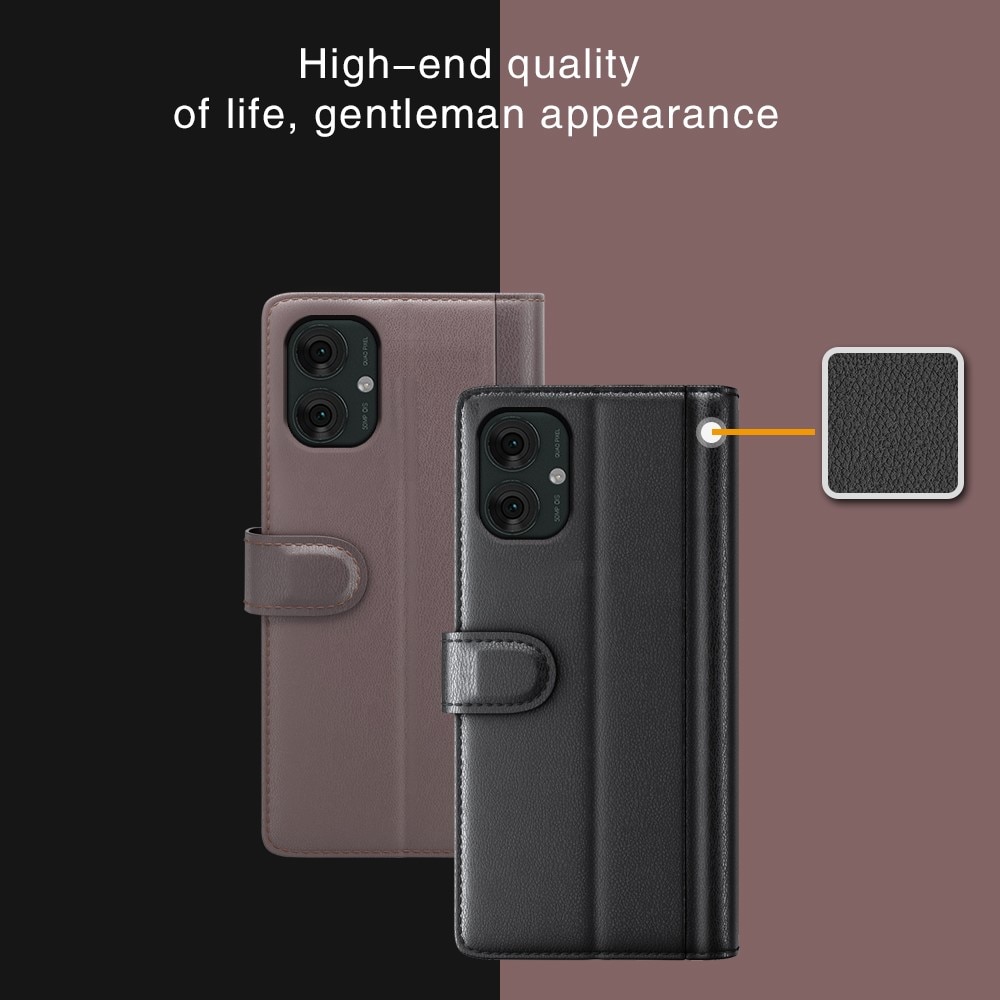 Funda de cuero genuino Motorola Moto G55, Negro
