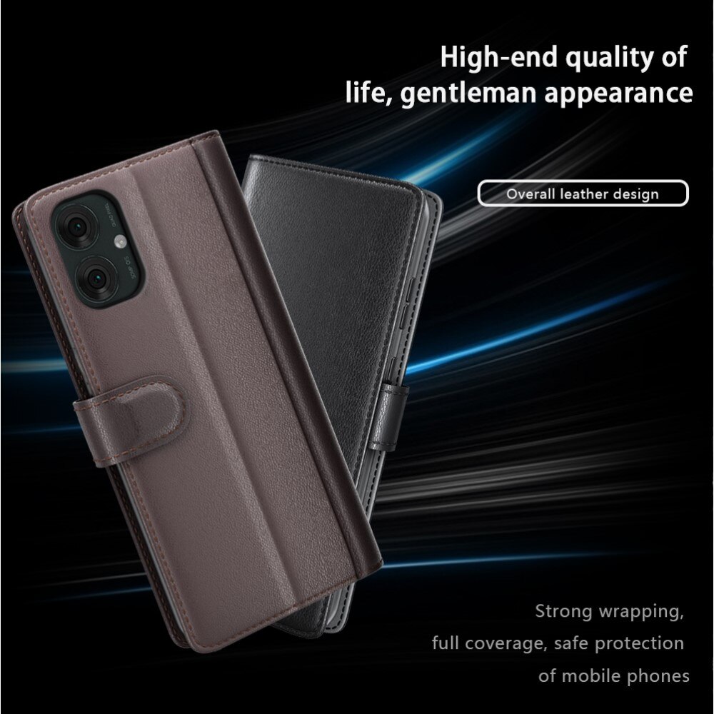 Funda de cuero genuino Motorola Moto G55, Negro