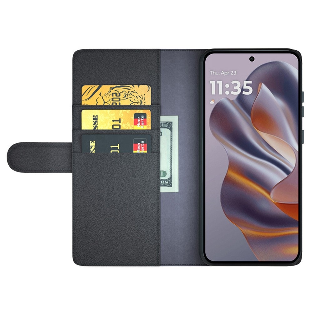 Funda de cuero genuino Motorola Edge 50 Neo, Negro