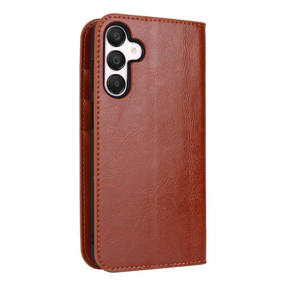 Funda cartera de cuero genuino Samsung Galaxy A16 Marrón
