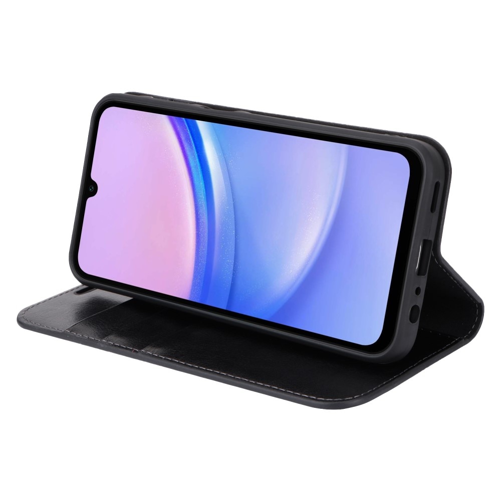 Funda cartera de cuero genuino Samsung Galaxy A16 Negro