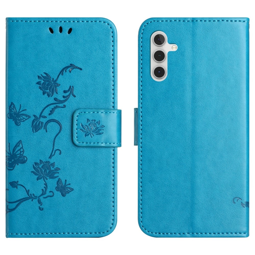 Funda de Cuero con Mariposas Samsung Galaxy A36, Azul