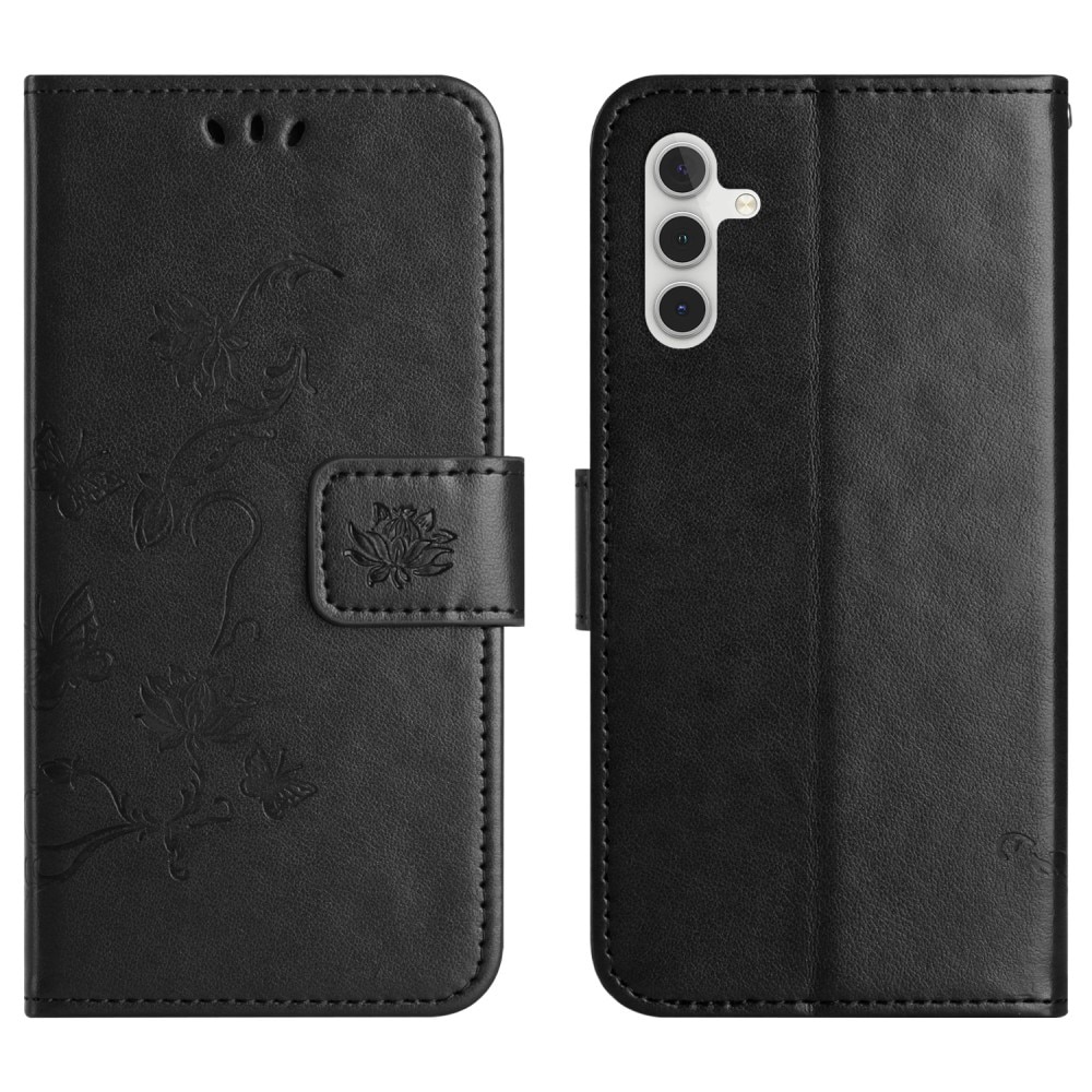 Funda de Cuero con Mariposas Samsung Galaxy A36, Negro