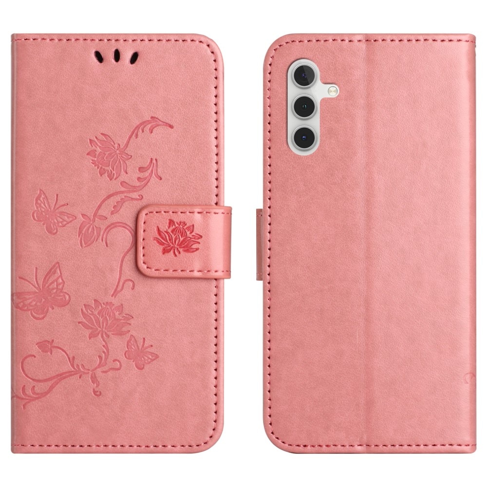 Funda de Cuero con Mariposas Samsung Galaxy A36, Rosa