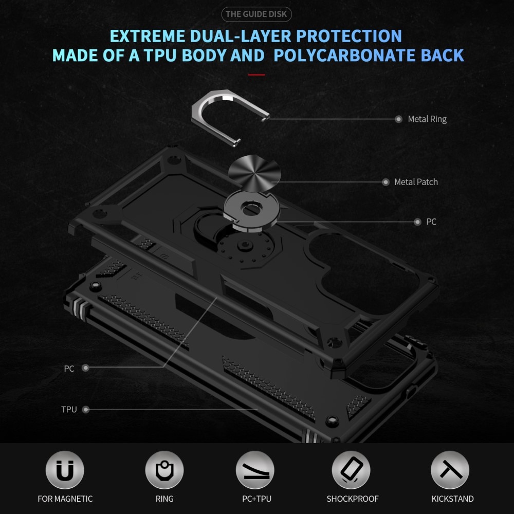 Funda híbrida Tech Ring Samsung Galaxy S25 Ultra negro