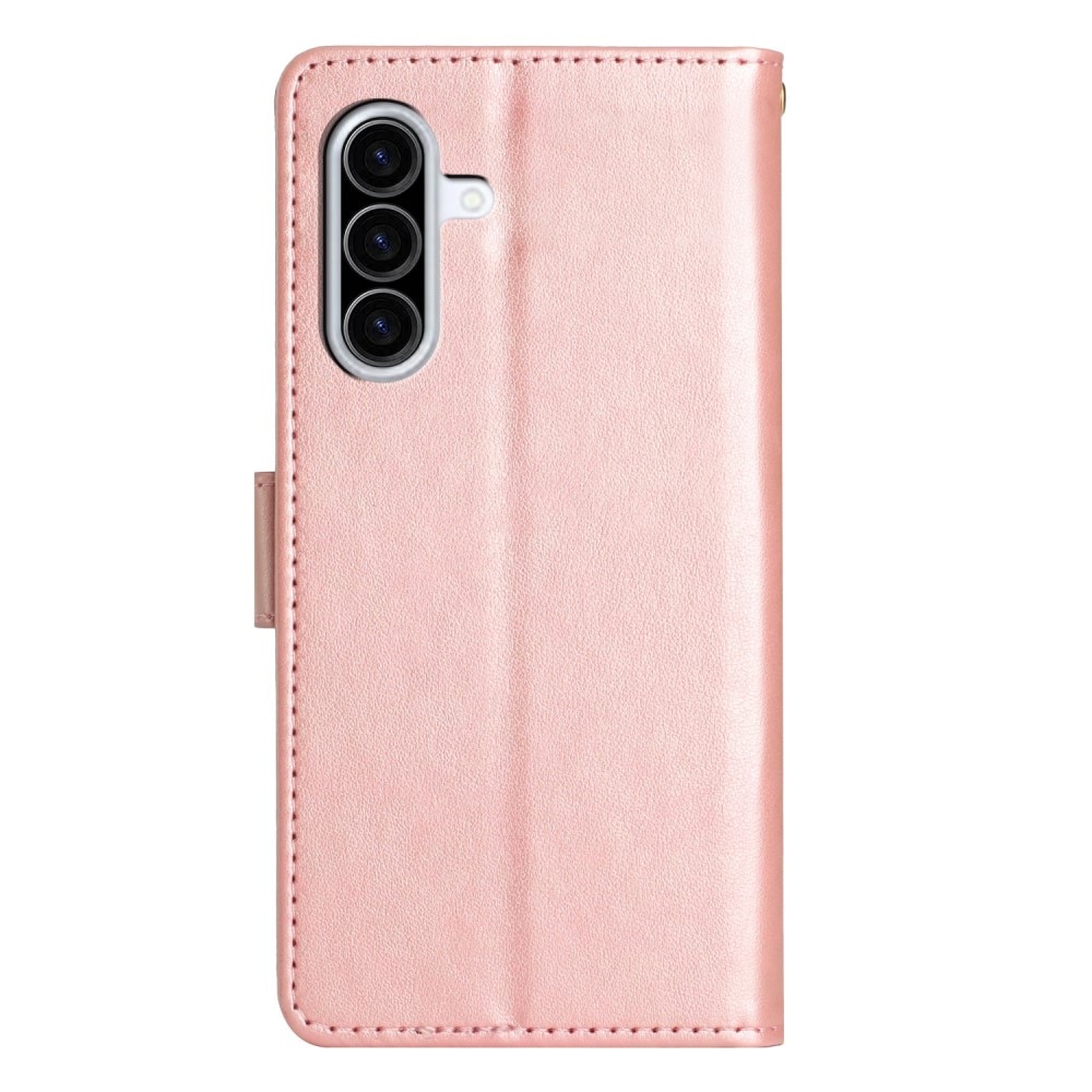 Funda de Cuero con Mariposas Samsung Galaxy A36, Oro rosa