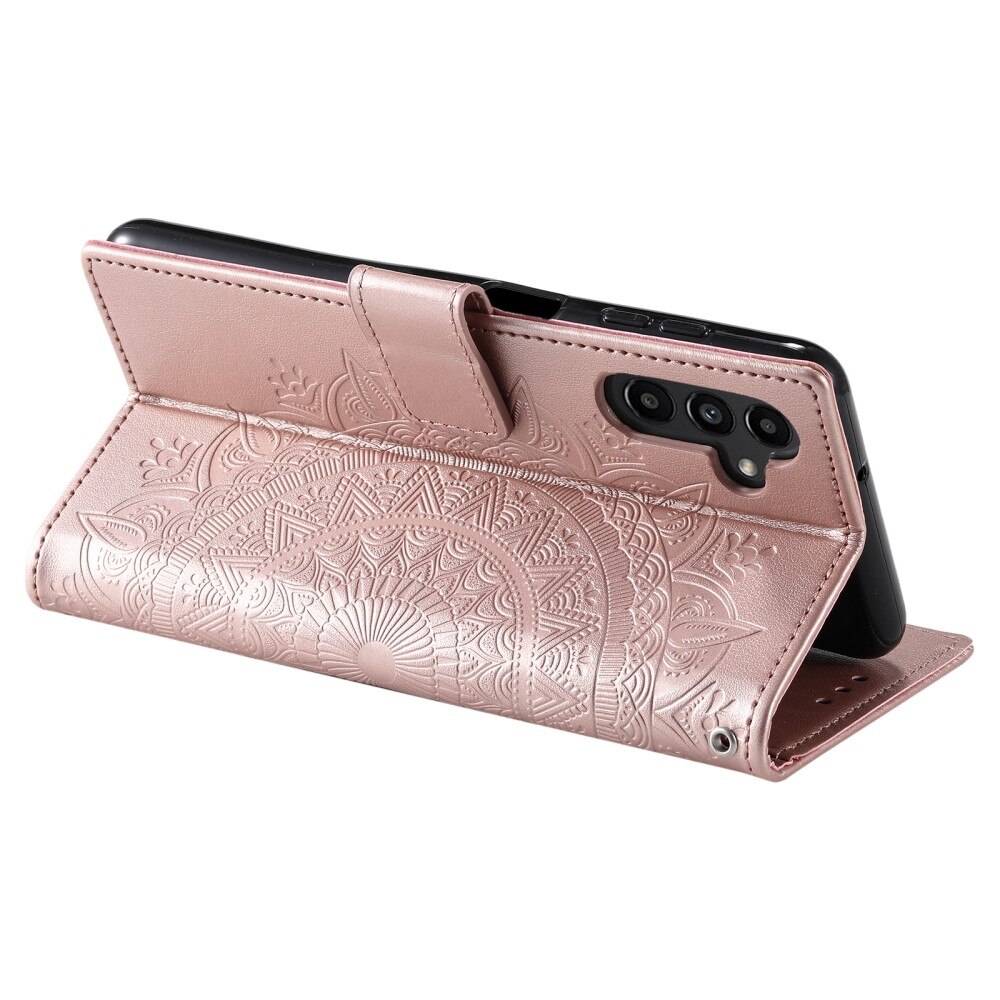 Funda de Cuero Mandala Samsung Galaxy A56 oro rosa