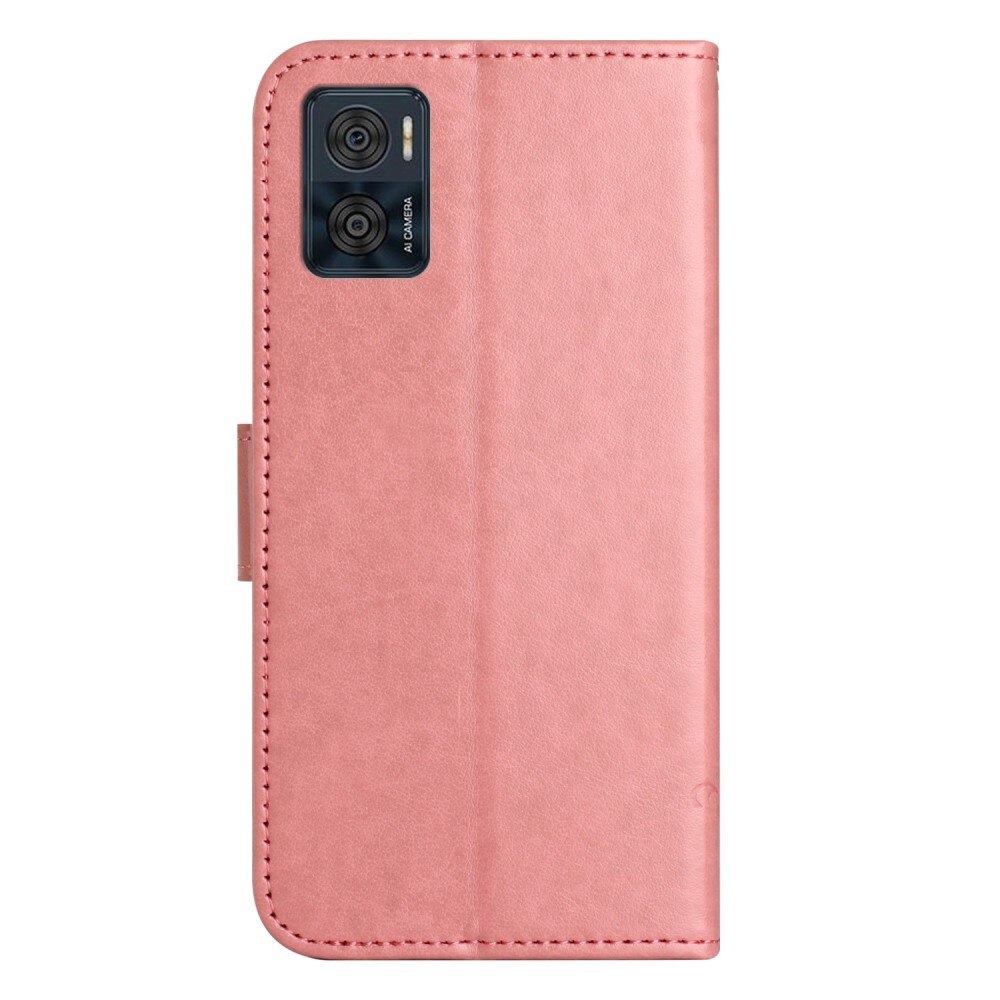 Funda de cuero con mariposas para Motorola Moto E22i, rosado