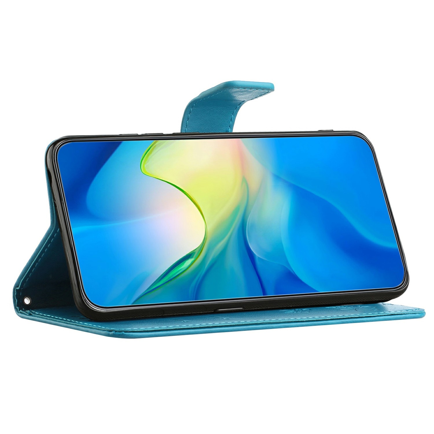 Funda de Cuero con Mariposas Samsung Galaxy A17, Azul