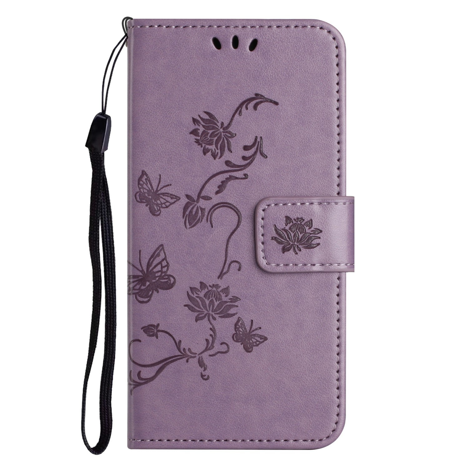 Funda de Cuero con Mariposas Samsung Galaxy A17, Púrpura