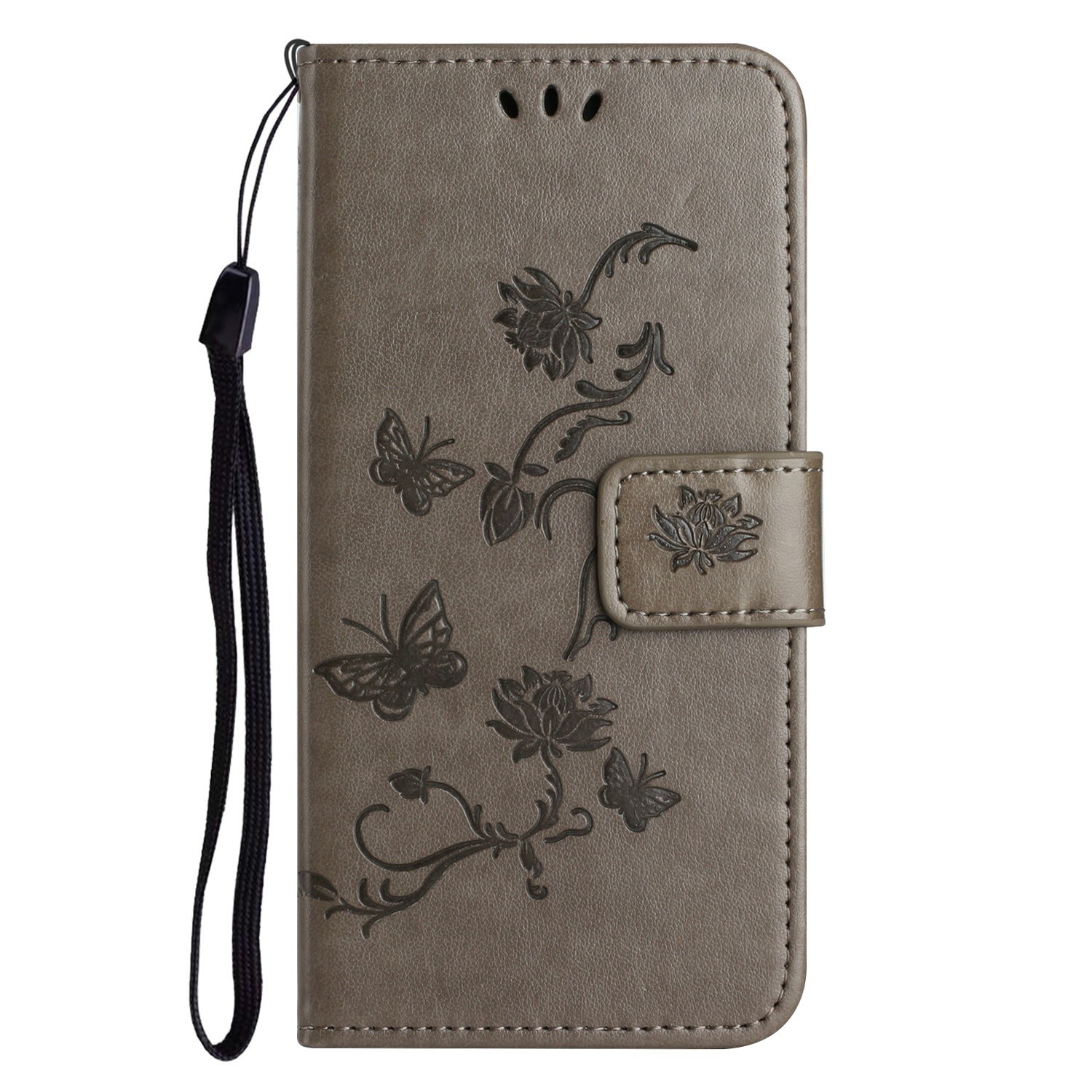 Funda de Cuero con Mariposas Samsung Galaxy A17, Gris