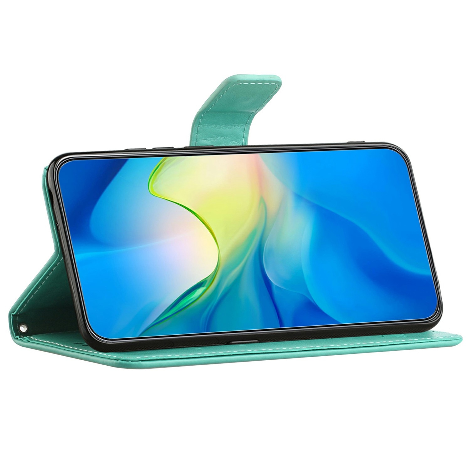 Funda de Cuero con Mariposas Samsung Galaxy A17, Verde