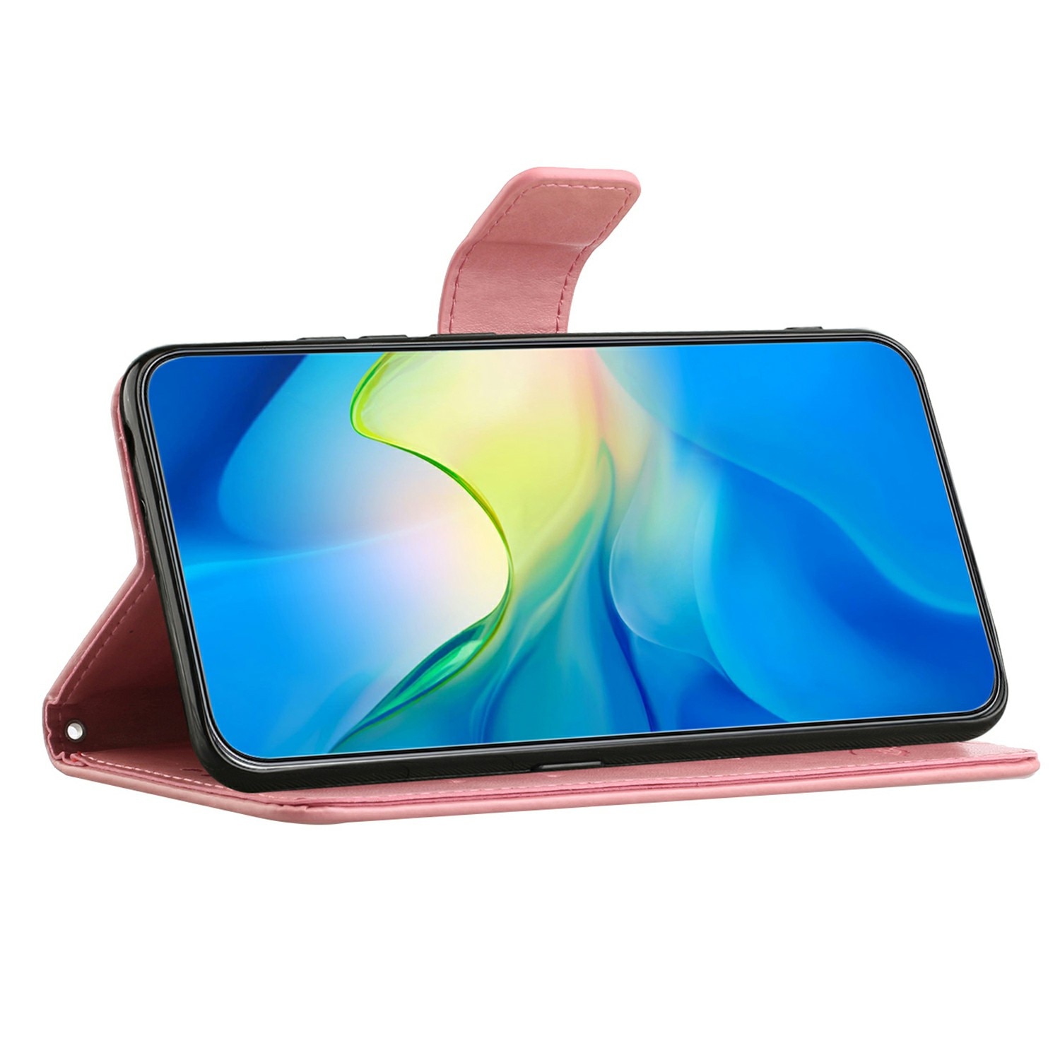 Funda de Cuero con Mariposas Samsung Galaxy A17, Rosa