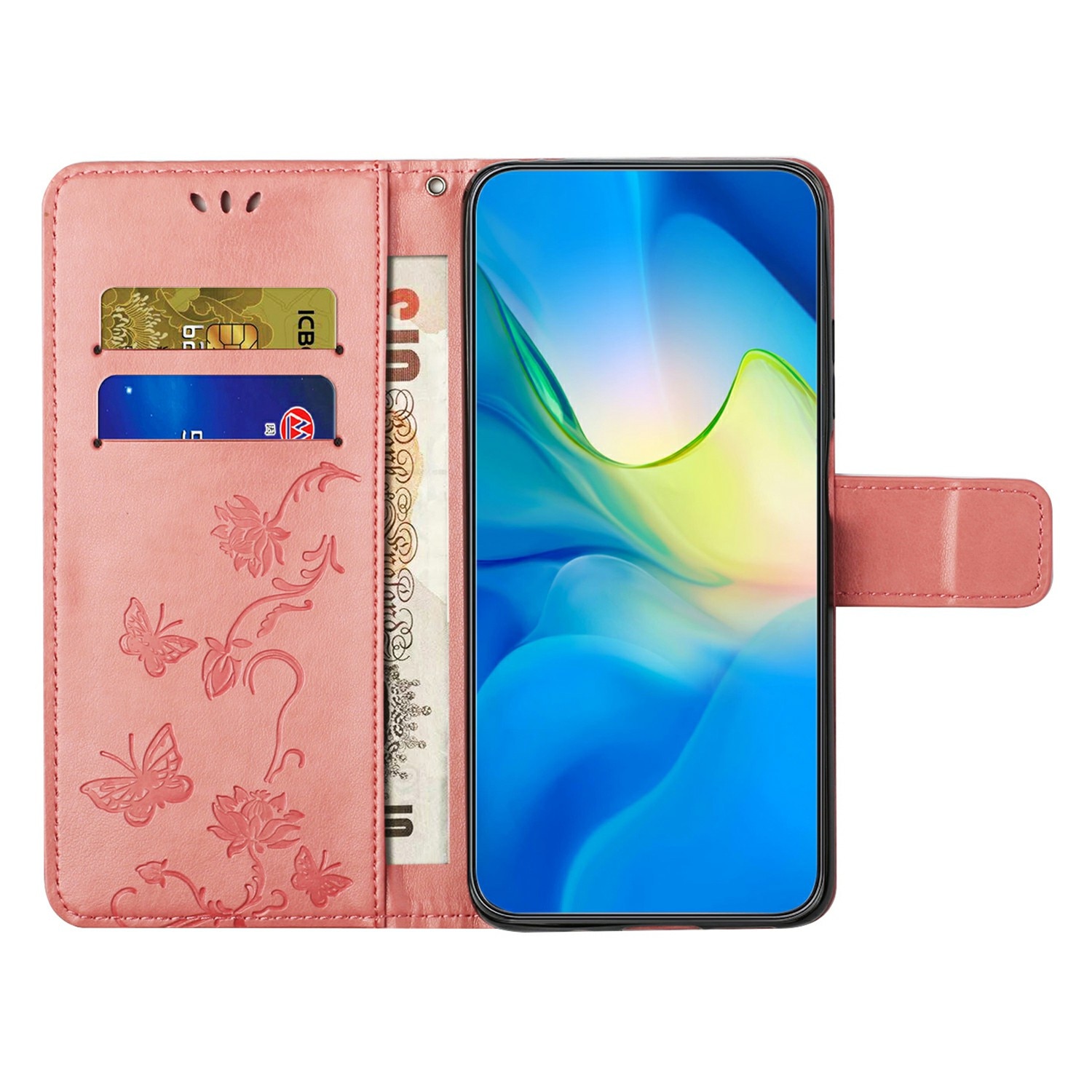 Funda de Cuero con Mariposas Samsung Galaxy A26, Rosa