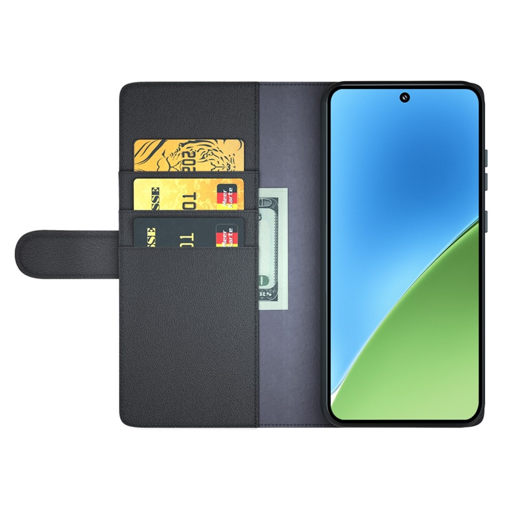 Funda de cuero genuino Xiaomi 15, Negro