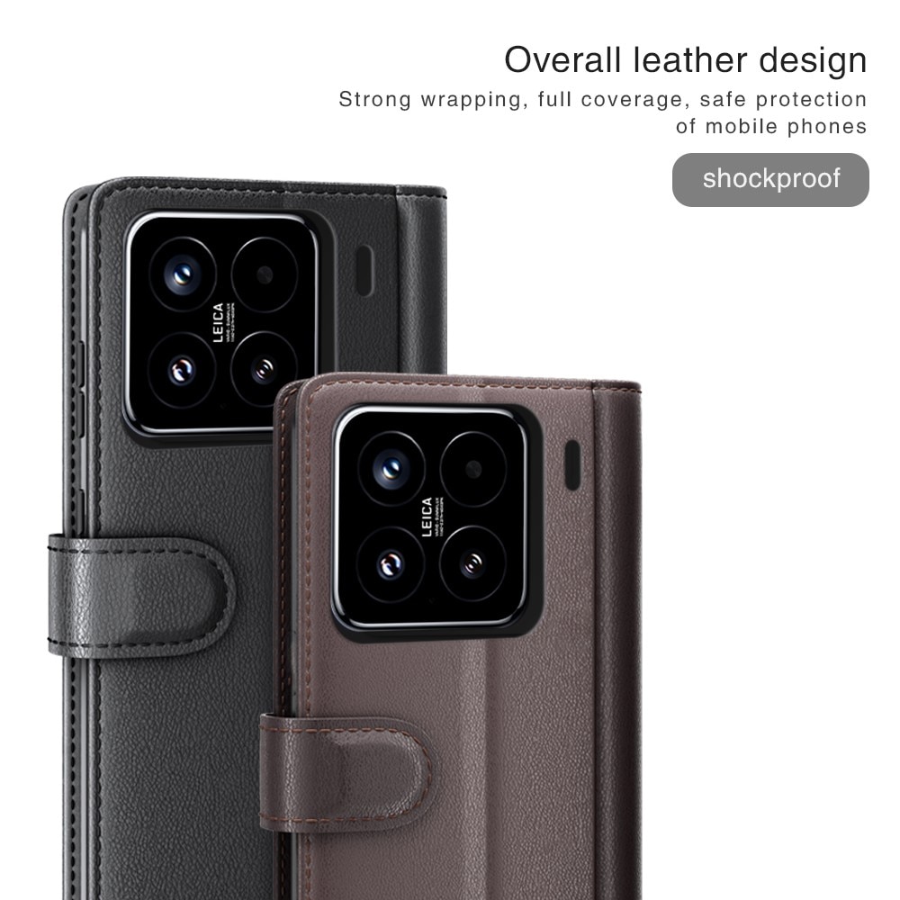 Funda de cuero genuino Xiaomi 15, Negro