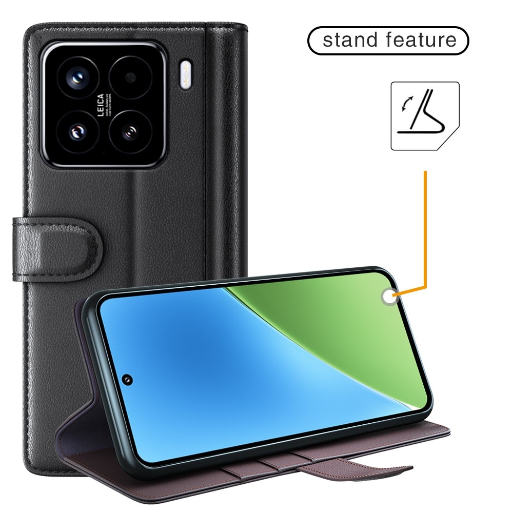 Funda de cuero genuino Xiaomi 15, Negro