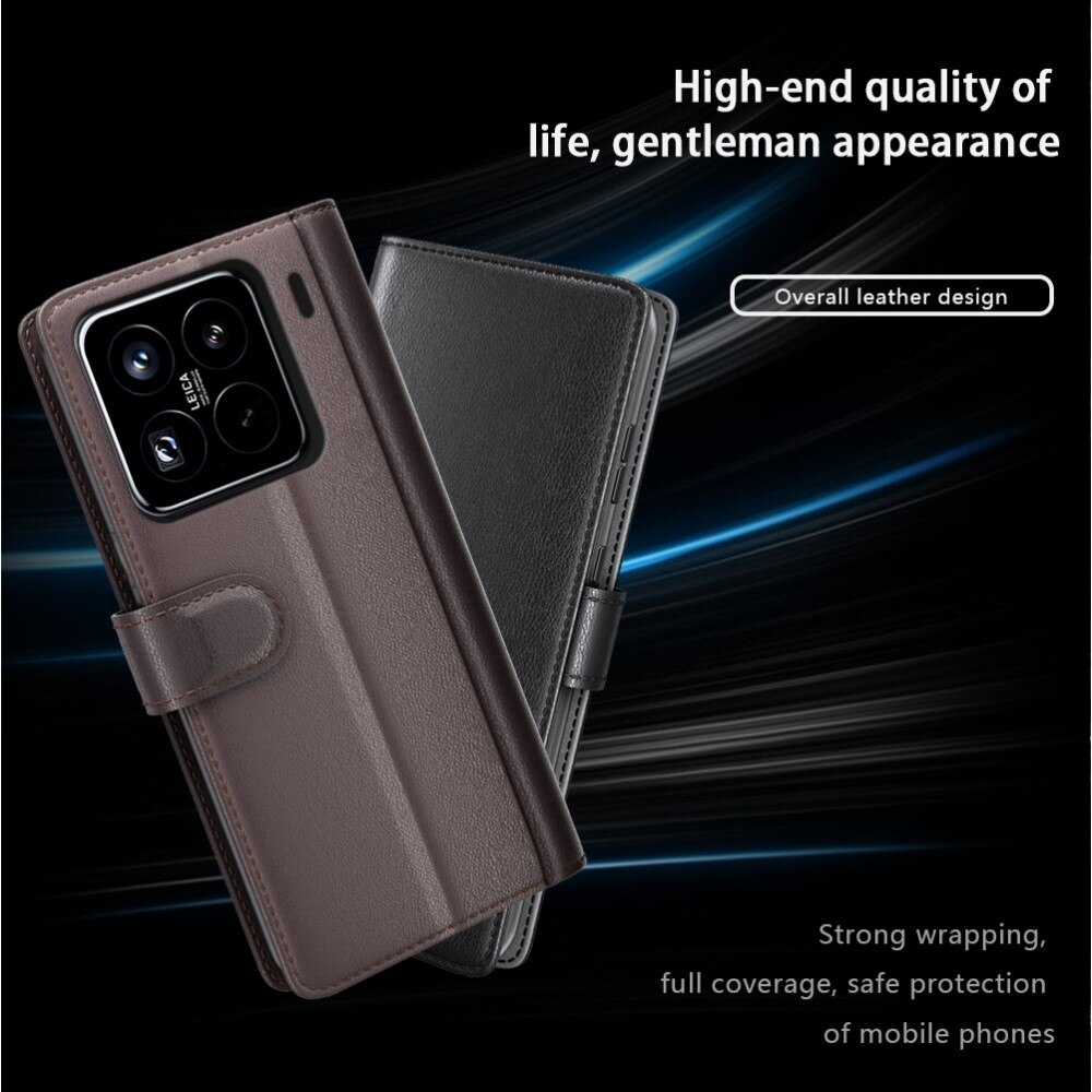 Funda de cuero genuino Xiaomi 15 Pro, Negro