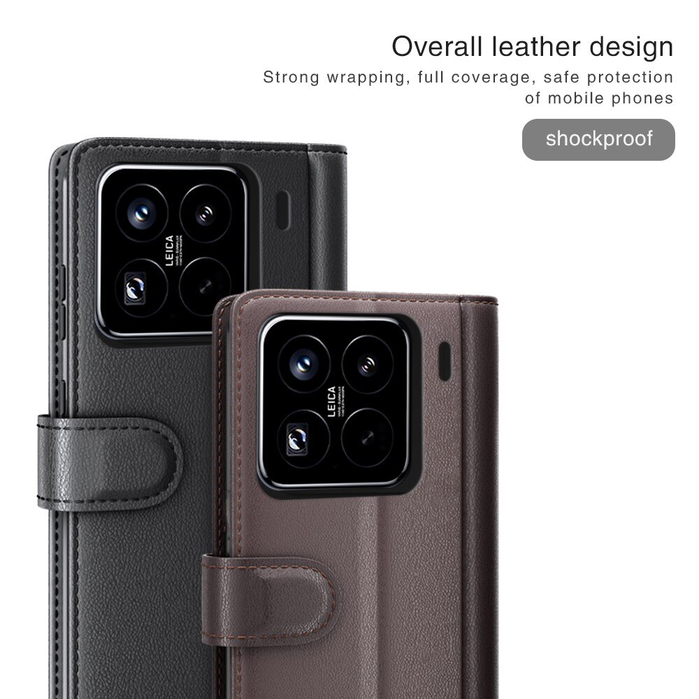Funda de cuero genuino Xiaomi 15 Pro, Negro