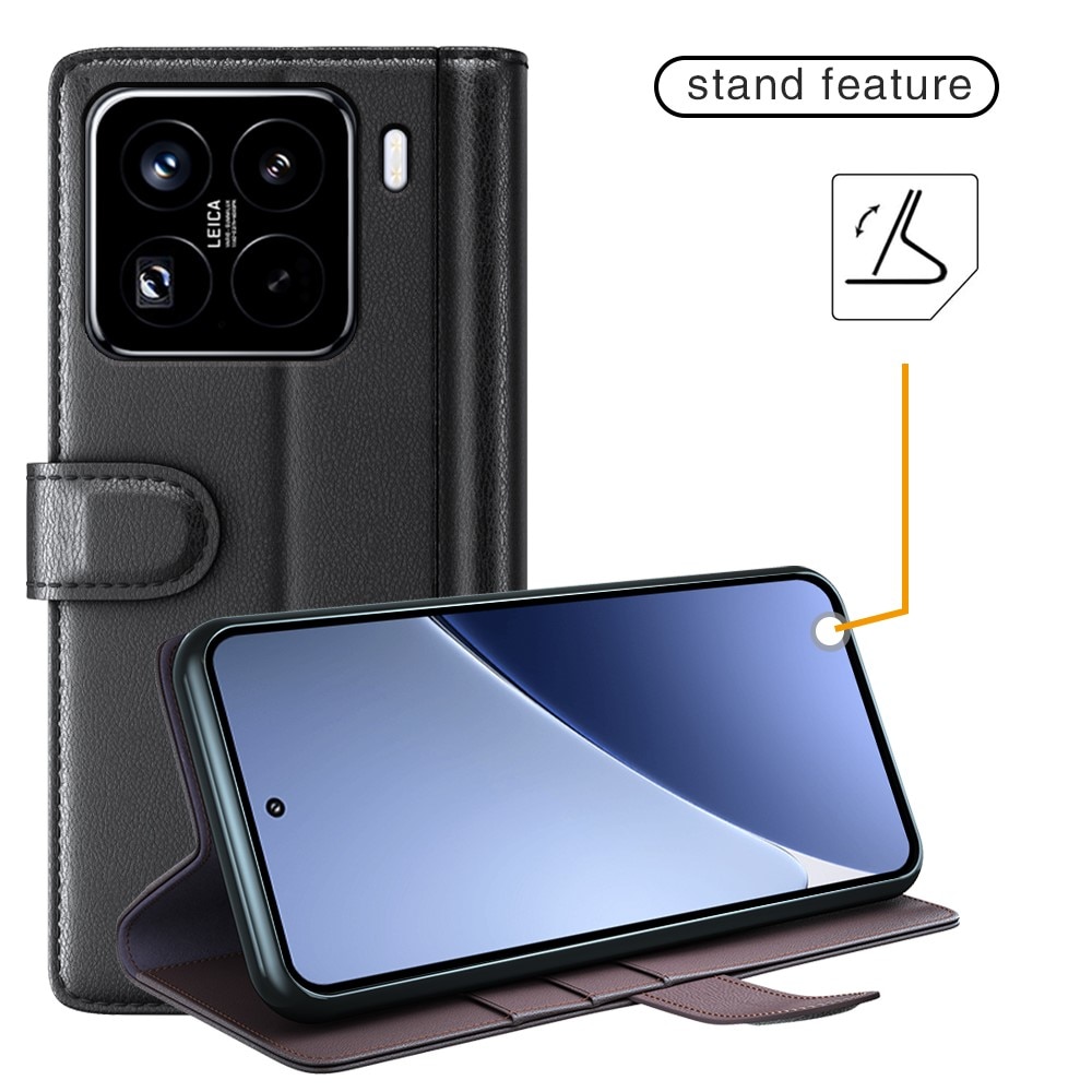 Funda de cuero genuino Xiaomi 15 Pro, Negro