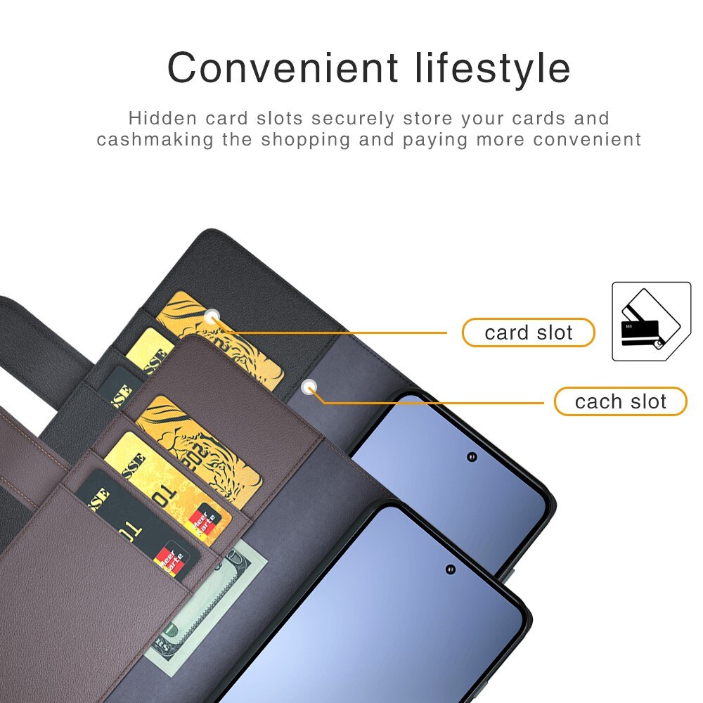 Funda de cuero genuino Xiaomi 15 Pro, Negro