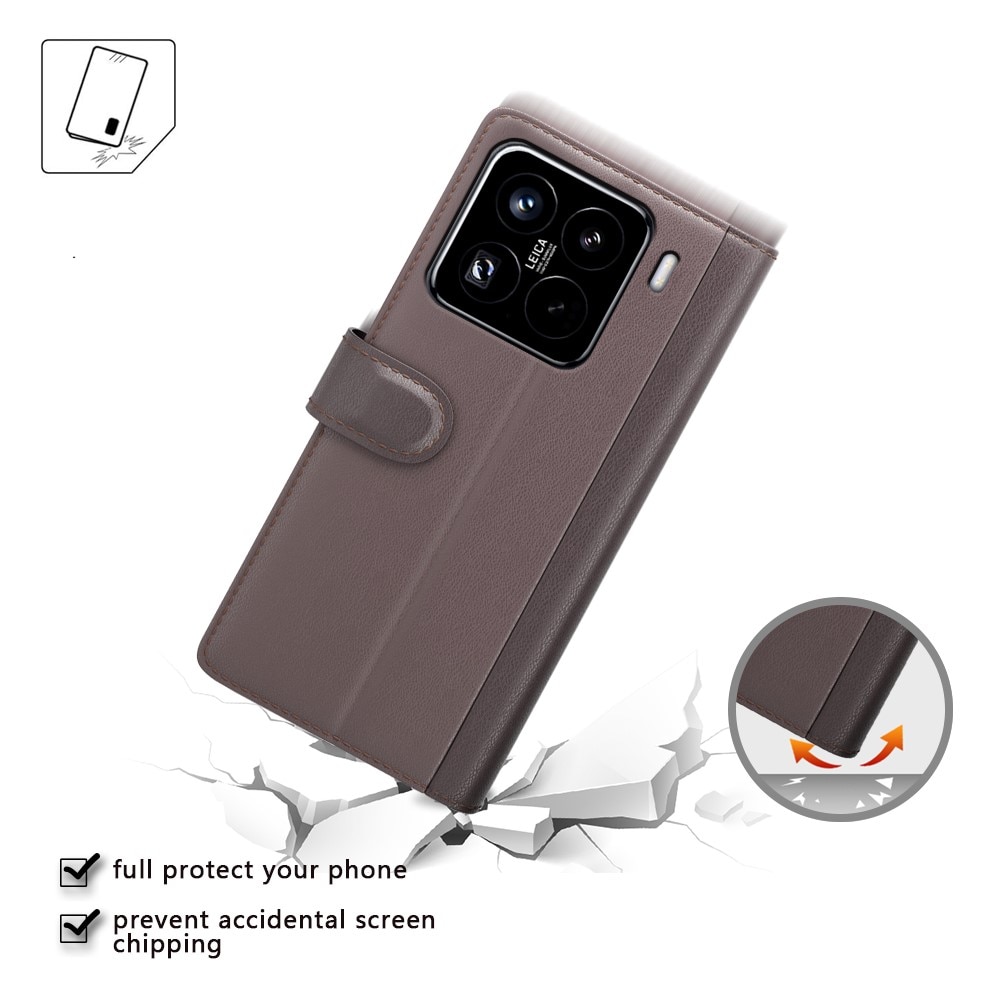 Funda de cuero genuino Xiaomi 15 Pro, Negro