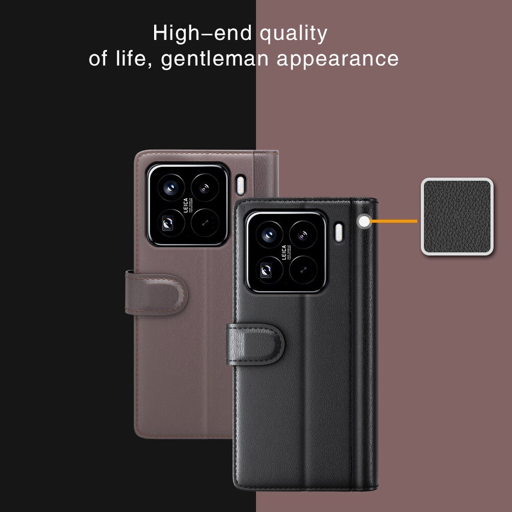 Funda de cuero genuino Xiaomi 15 Pro, Negro