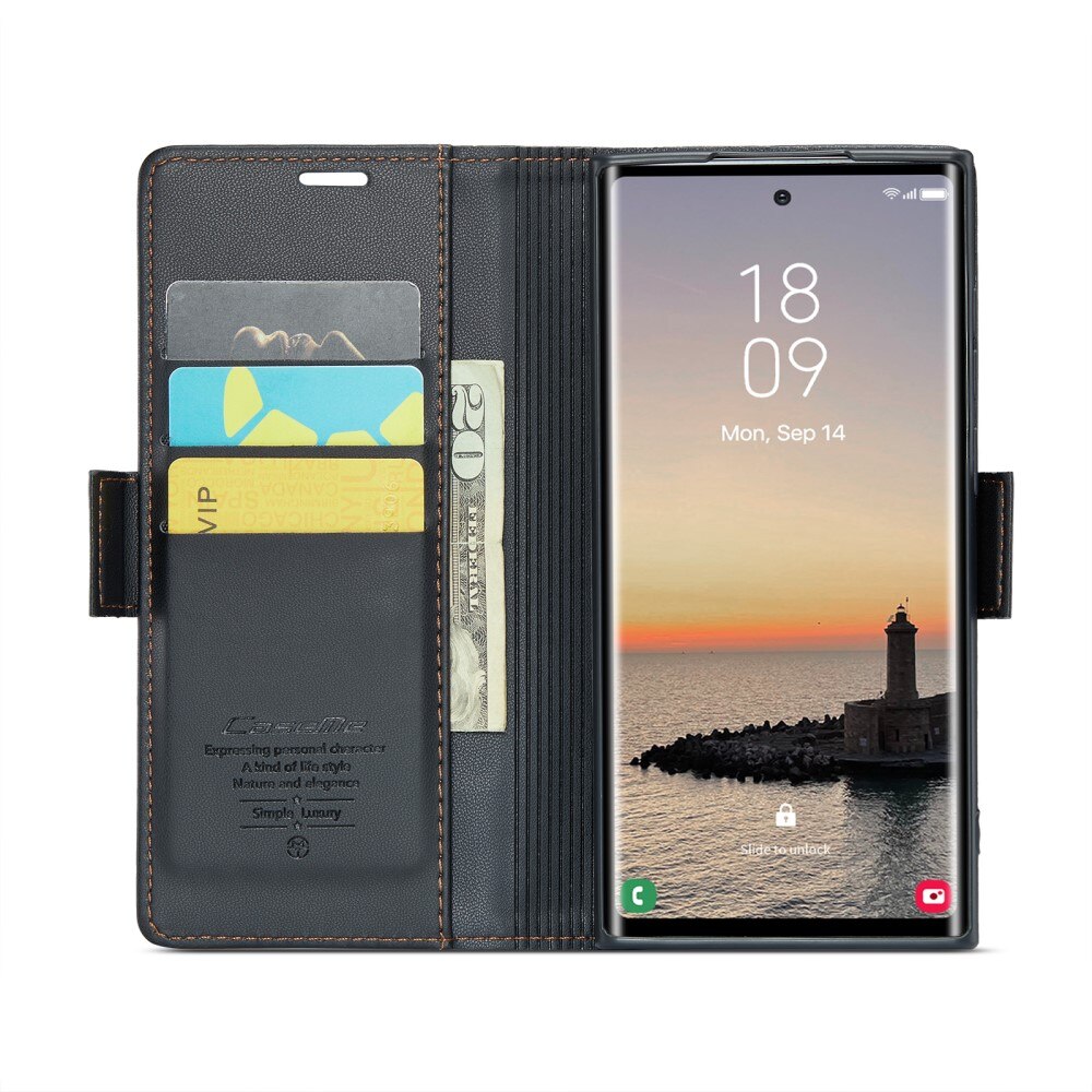 Funda delgada con solapa anti-RFID Samsung Galaxy S25 Ultra Negro